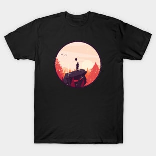 Boy on rock - hiking with balloon T-Shirt